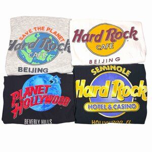 Lot Of 4 Vintage Hard Rock Cafe Planet Hollywood Shirts Beijing Hollywood